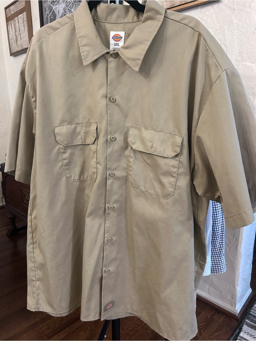 Dickies Men’s Short Sleeve Button-Up Shirt - Khaki